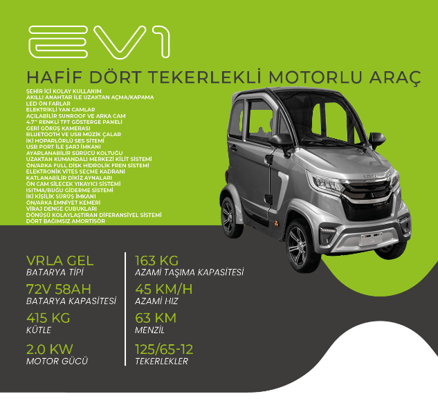 2024 Volta EV1 Elektrikli Araba Fiyatları ve Özellikleri